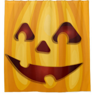 Carved pumpkin smiling Halloween design Shower Curtain