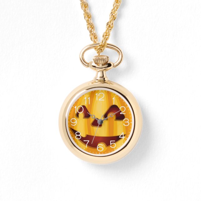 Carved pumpkin smiling Halloween design Watch (Front)