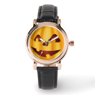 Carved pumpkin smiling Halloween design Watch