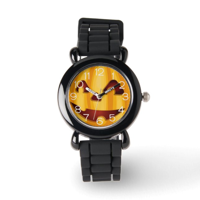 Carved pumpkin smiling Halloween design Watch (Front)