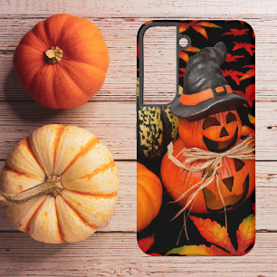 Carved Pumpkins and Fall Leaves Samsung Galaxy Case