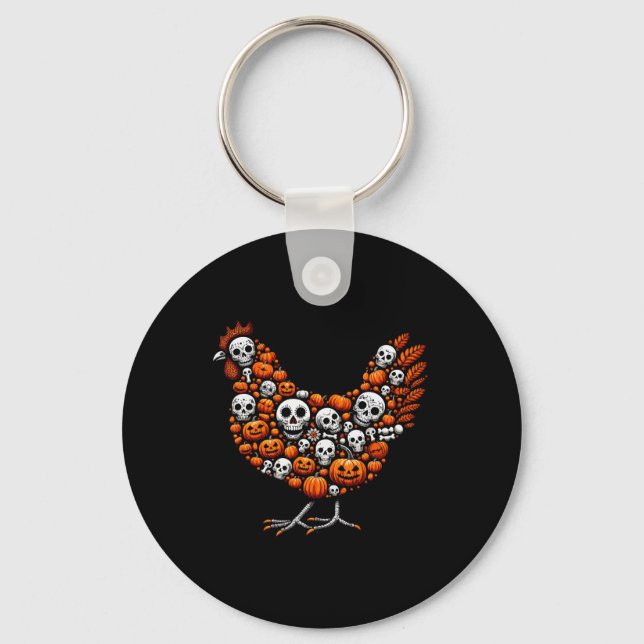 Carved Pumpkins Halloween Chicken Cute Shape Farme Key Ring (Front)