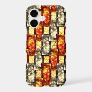 Carved rectangular pieces reddish and beige align
