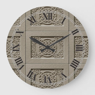 Carved Stone Celtic Knots Pattern Wall Clock