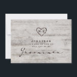 Carved Sweethearts Be My Groomsman Proposal Card<br><div class="desc">Carved Sweethearts Rustic Birch Wood with Aged Grey & Off White Birch Tree Bark Design, and a distressed patina weathered look. This reclaimed lumber design features the couple's initials carved into the heart shape within the tree. Also, distressed typography country chic fonts, along with an elegant vintage handwriting script font....</div>