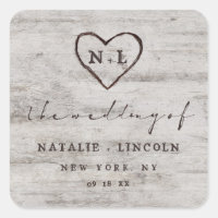 Carved Sweethearts Rustic Birch Monogram Wedding