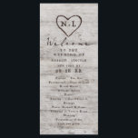 Carved Sweethearts Rustic Birch Wedding Ceremony Program<br><div class="desc">Carved Sweethearts Rustic Birch Wood with Aged Grey & Off White Birch Tree Bark Design, and a distressed patina weathered look. This reclaimed lumber design features the couple's initials carved into the heart shape within the tree. Also, distressed typography country chic fonts, along with an elegant vintage handwriting script font....</div>