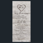 Carved Sweethearts Rustic Birch Wedding Ceremony Program<br><div class="desc">Carved Sweethearts Rustic Birch Wood with Aged Grey & Off White Birch Tree Bark Design, and a distressed patina weathered look. This reclaimed lumber design features the couple's initials carved into the heart shape within the tree. Also, distressed typography country chic fonts, along with an elegant vintage handwriting script font....</div>