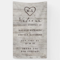 Carved Sweethearts Rustic Birch Wedding Welcome
