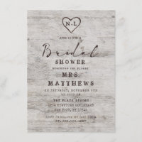 Carved Sweethearts Rustic Birch Wood Bridal Shower