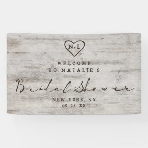 Carved Sweethearts Rustic Bridal Shower Welcome Banner