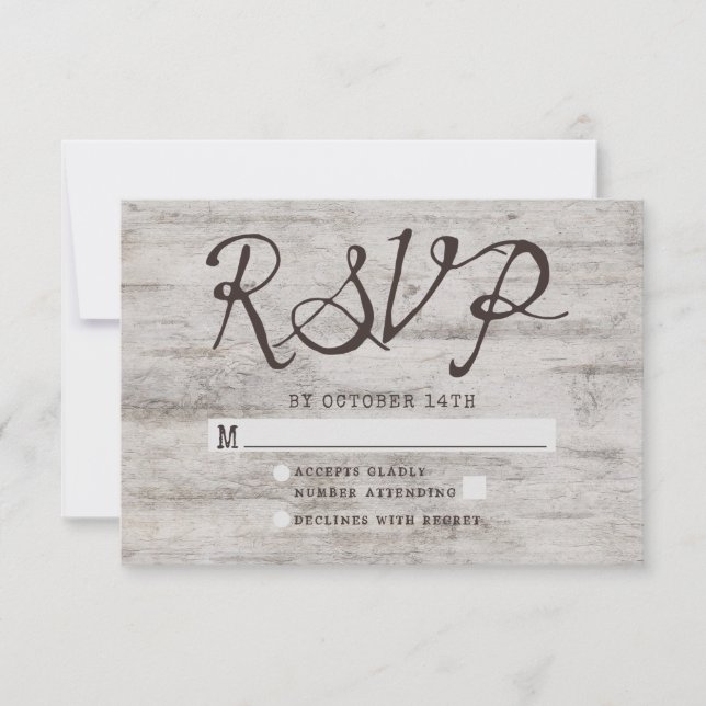 Carved Sweethearts Rustic Wedding RSVP Response (Front)