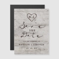 Carved Sweethearts Rustic Wedding Save the Date