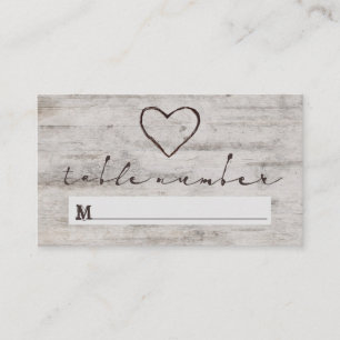 Carved Sweethearts Seating Wedding Table Number Place Card