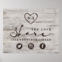 Carved Sweethearts Share the Love Wedding Sign
