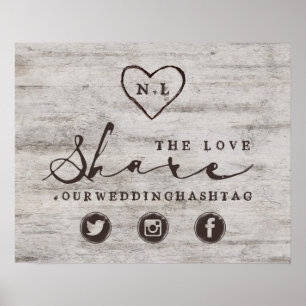 Carved Sweethearts Share the Love Wedding Sign