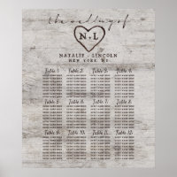 Carved Sweethearts Wedding Table Seating Chart
