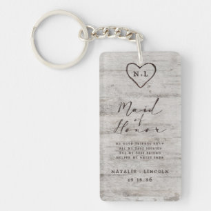 Carved Sweethearts Wood To the Maid of Honour Quot Key Ring