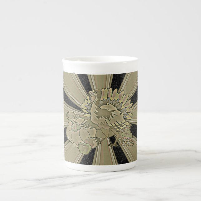 Carved Thanksgiving Turkey - Bone China Mug (Front)