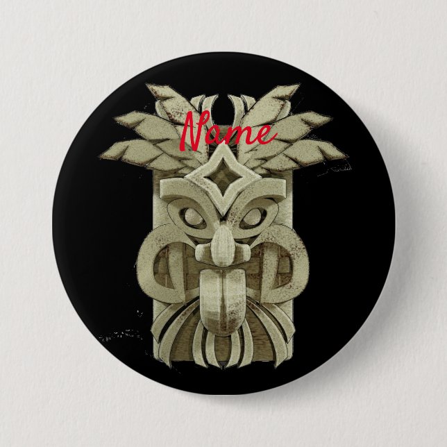 Carved Tiki Sculpture Thunder 7.5 Cm Round Badge (Front)