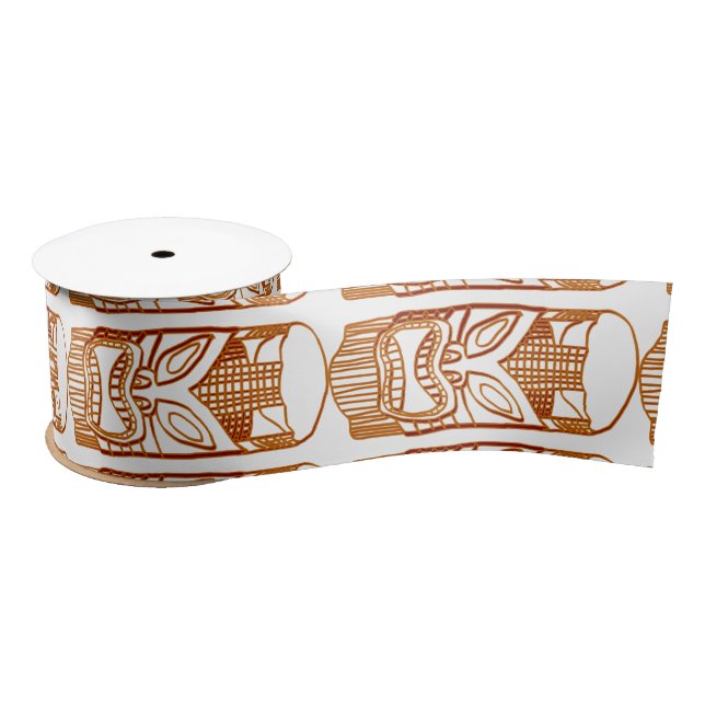 Carved Tiki Sculpture Thunder_Cove Satin Ribbon (Spool)