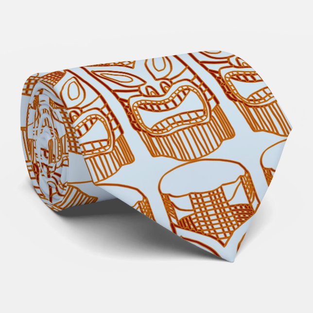 Carved Tiki Sculpture Thunder_Cove Tie (Rolled)