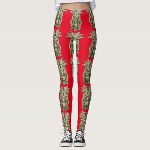 Carved Tiki Sculpture Thunder Leggings