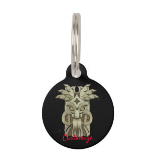 Carved Tiki Sculpture Thunder Pet Tag