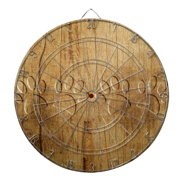 Carved Wood Dog Paw Print Dartboard (Front)