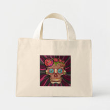 Carved-wood-look sugar skull w/ Floral Crown