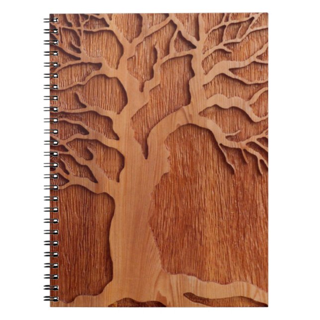 Carved Wood Planner Notebook (Front)