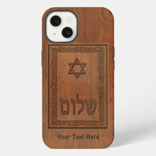 Carved Wood Shalom iPhone 13 Case