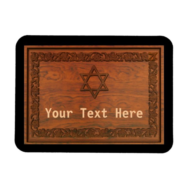 Carved Wood Star Of David Magnet (Horizontal)