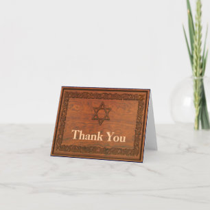 Carved Wood Star Of David Thank You Card