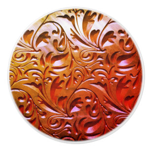 Carved wood woodgrain look elegant abstract ceramic knob