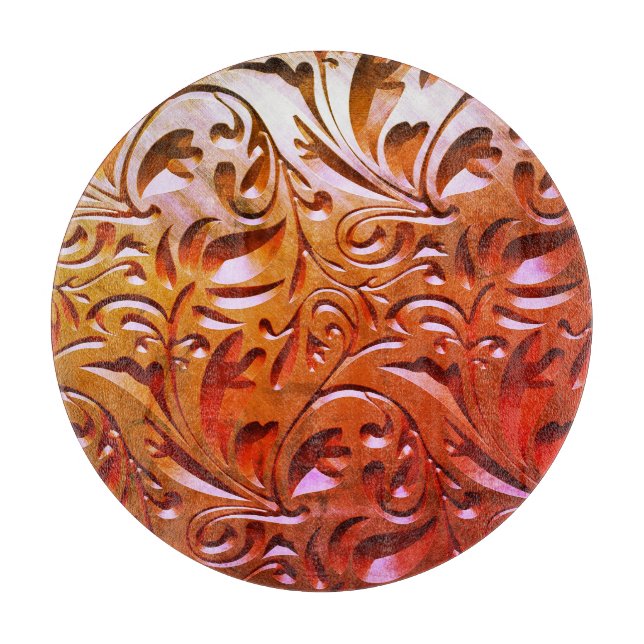 Carved wood woodgrain look elegant abstract cutting board (Front)