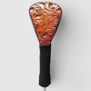 Carved wood woodgrain look elegant abstract golf head cover
