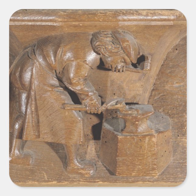 Carving depicting a coppersmith square sticker (Front)