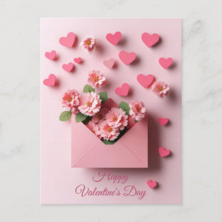 carving heart and flowers Valentine's Day Postcard