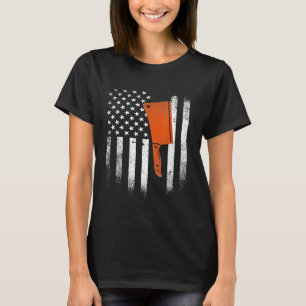 Carving Knife Cleaver Usa Flag Butcher Chef Cook T-Shirt