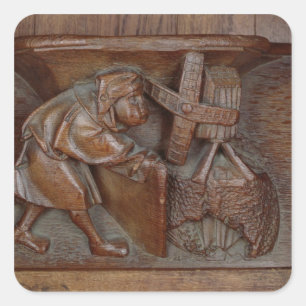 Carving of a miller, from a choir stall square sticker