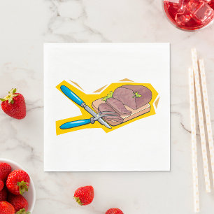 Carving Roast Beef with Fork and Knife Napkin
