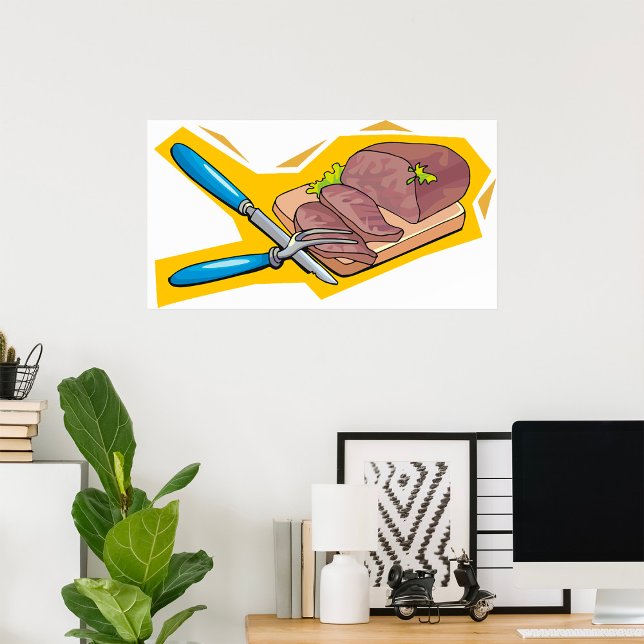 Carving Roast Beef with Fork and Knife Poster (Creator Uploaded)
