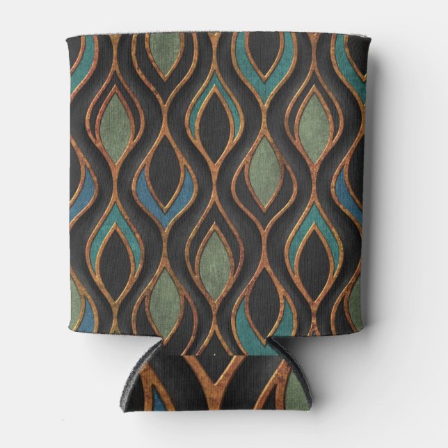 Carving Waves: Bronze Copper Texture Can Cooler (Front)