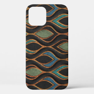 Carving Waves: Bronze Copper Texture iPhone 12 Case