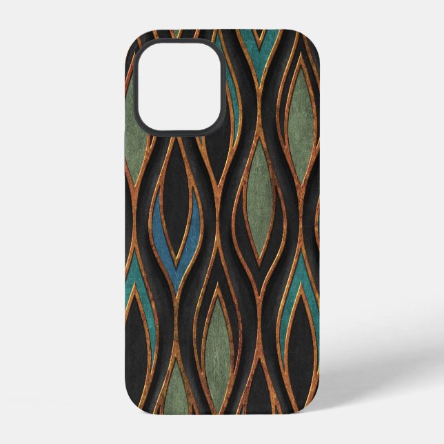 Carving Waves: Bronze Copper Texture iPhone Case (Back)