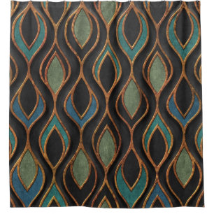 Carving Waves: Bronze Copper Texture Shower Curtain