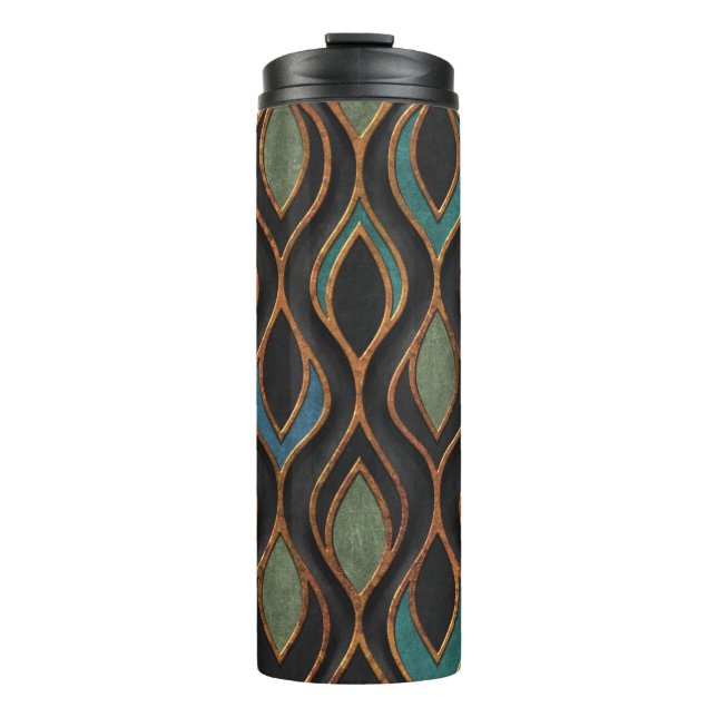 Carving Waves: Bronze Copper Texture Thermal Tumbler (Front)
