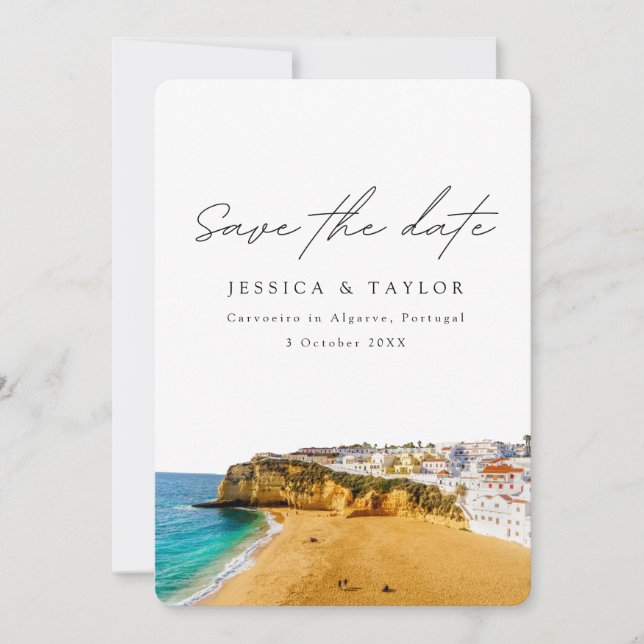 Carvoeiro in Algarve Portugal Photo Save the Date Invitation (Front)