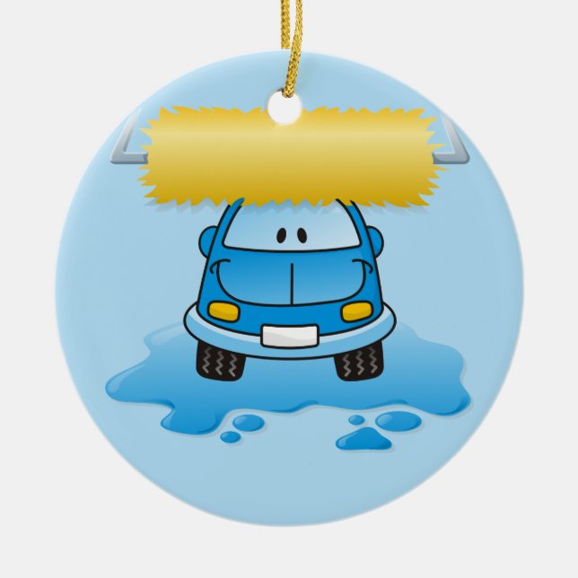Carwash cartoon ceramic tree decoration (Front)